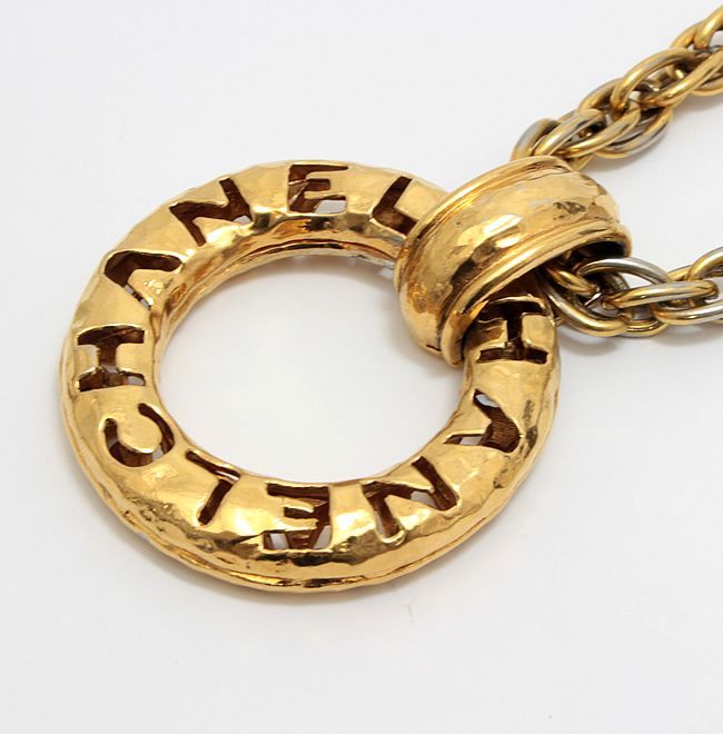 シャネル ヴィンテージ ラウンドロゴリング ロングネックレス【62153