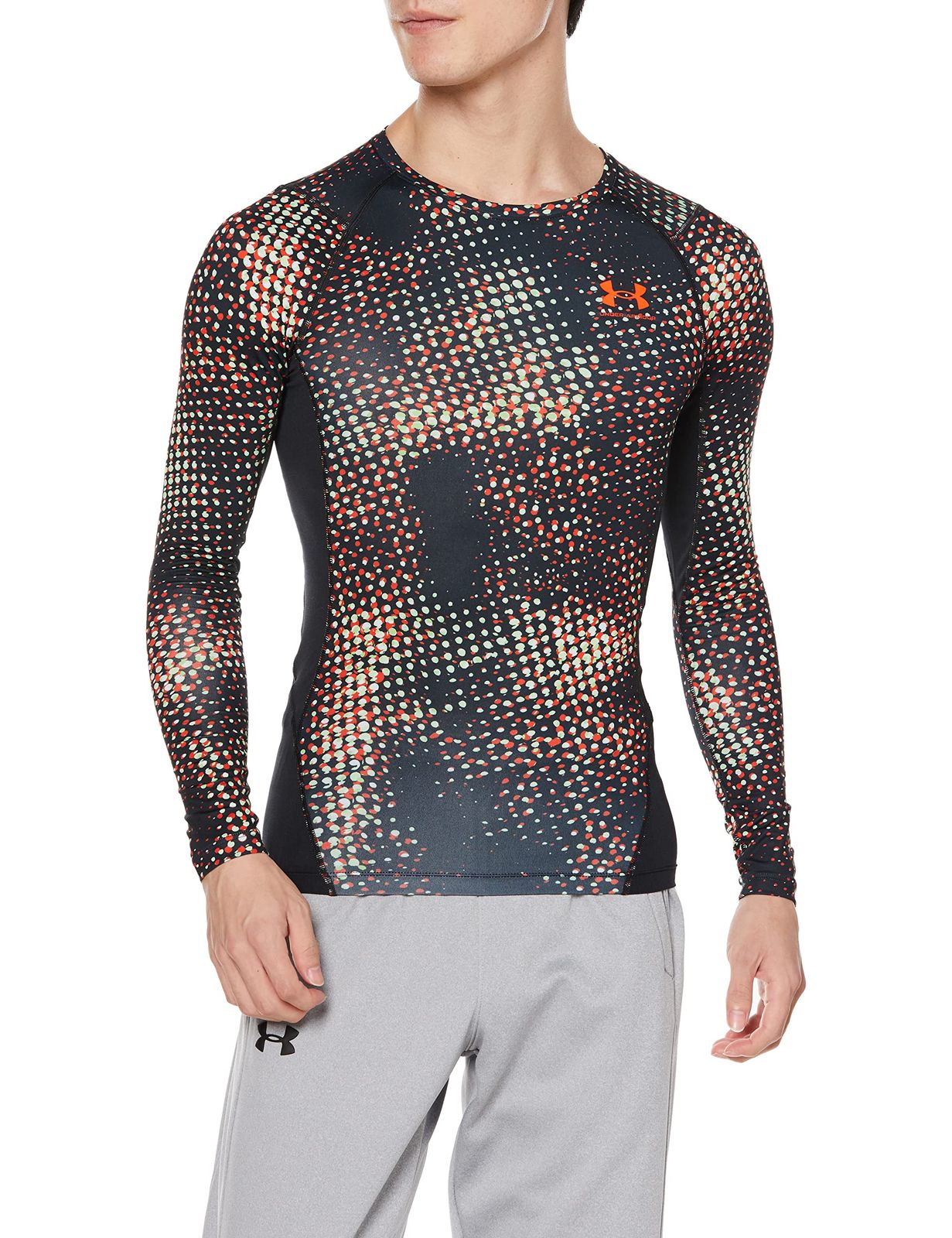 [アンダーアーマー] UA HEATGEAR ARMOUR LONG SLEEVE PRINTED SHIRT [Black Bolt Red] [S]