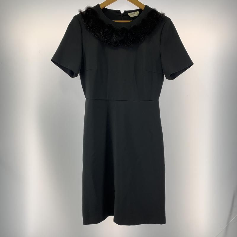 FENDI ミンクファーワンピース サイズ42 黒 レーヨン FD9803 A3N1 襟汚れ 19 249008254394