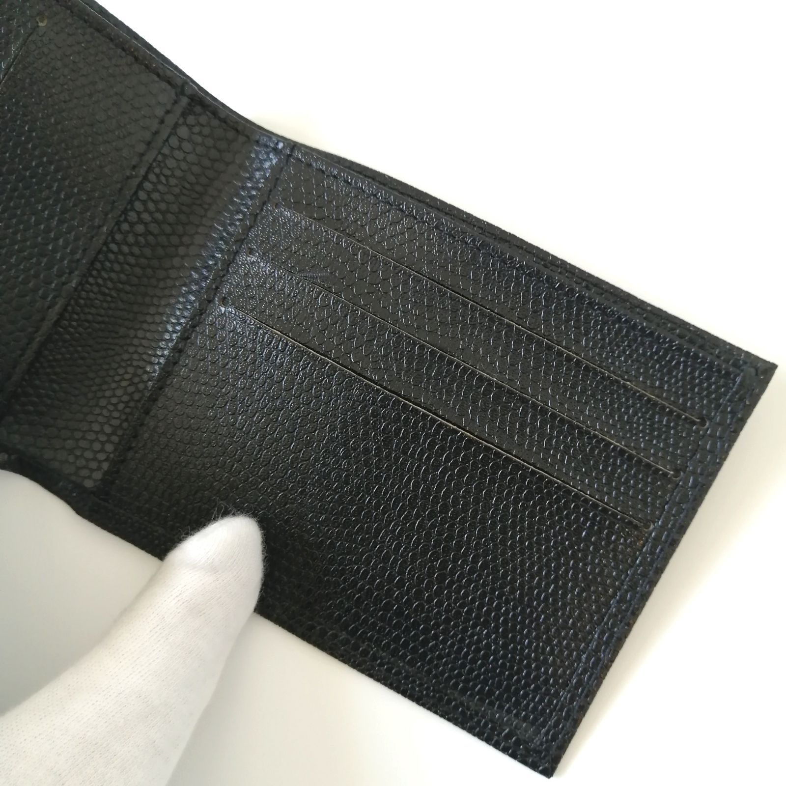 二つ折り札入れ-キーホルダーのセット ブラック