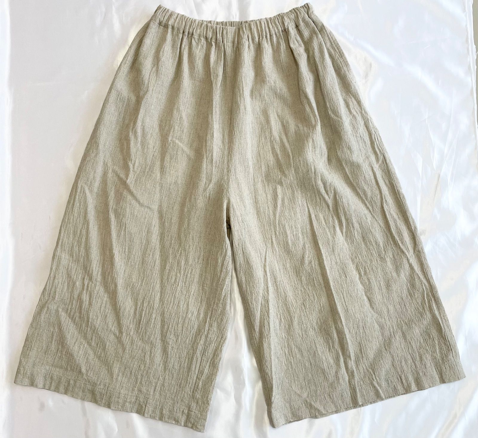 中川政七商店 綿麻 キュロットパンツ ワイドパンツ ガウチョ パンツ ベージュ F フリーサイズ ボトム コットン リネン