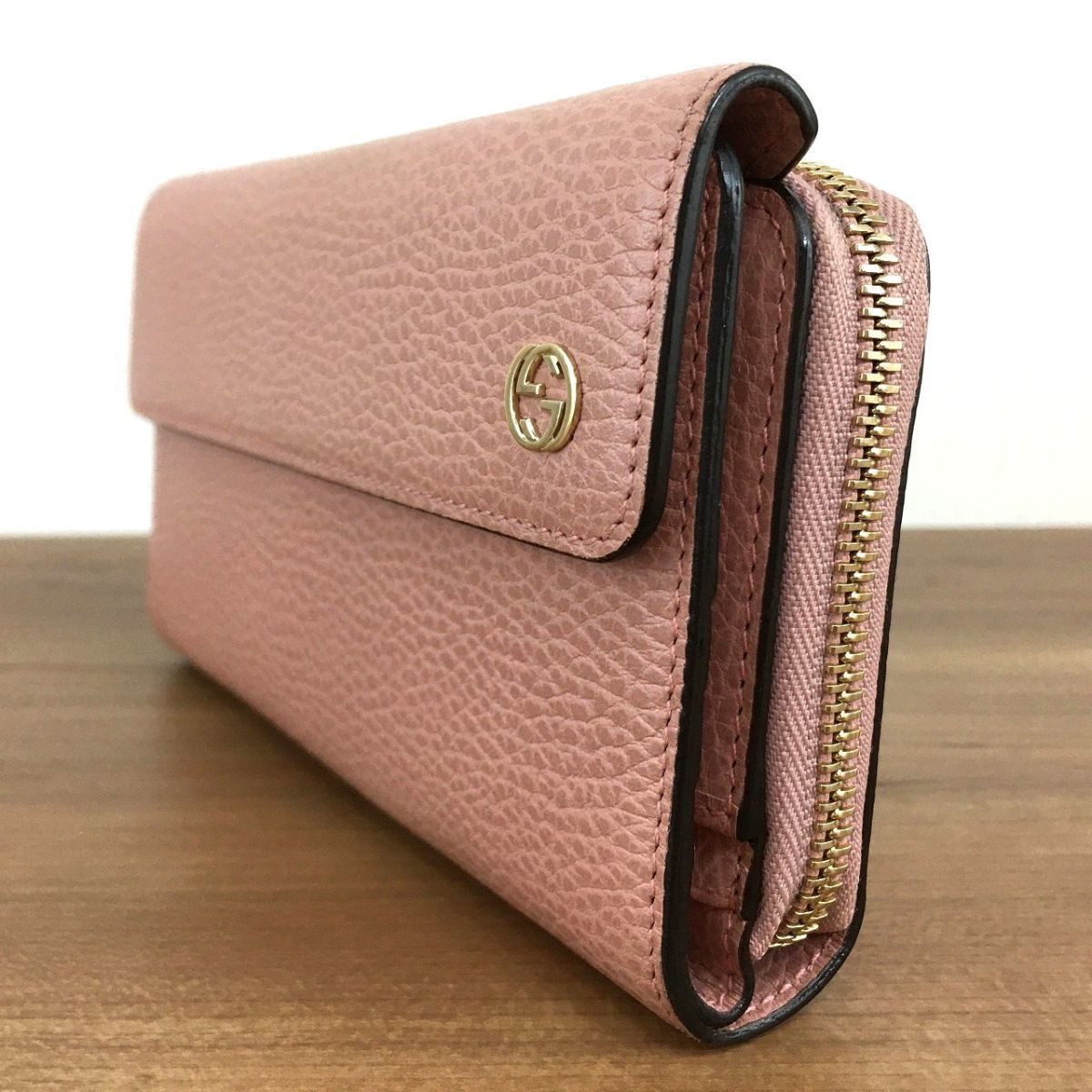 未使用品 GUCCI 長財布 レザー ピンク 458-