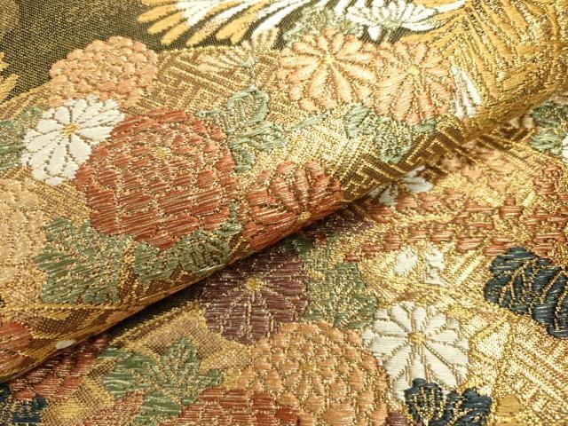 刺繍 六通 袋帯 金糸 正絹 未使用品 平和屋着物▽六通柄袋帯 地紙花文 金糸 正絹 逸品 DAAU9483fe