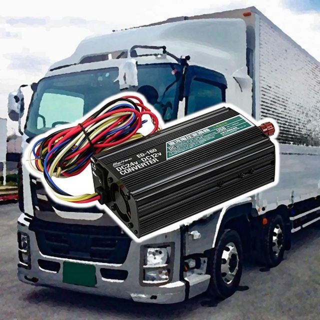 メルテック meltec 車載用 DCDCコンバーター デコデコ 3way USB& ソケット&陸式ターミナル DC24V ソケット1口15A USB1口1A 配線タイプ Meltec ED-160