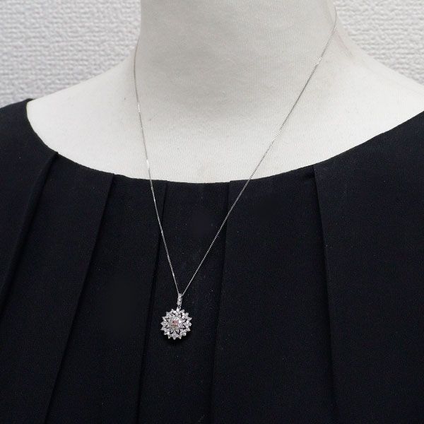 希少 Pt950/ Pt900 天然ピンク ダイヤモンド ペンダントネックレス