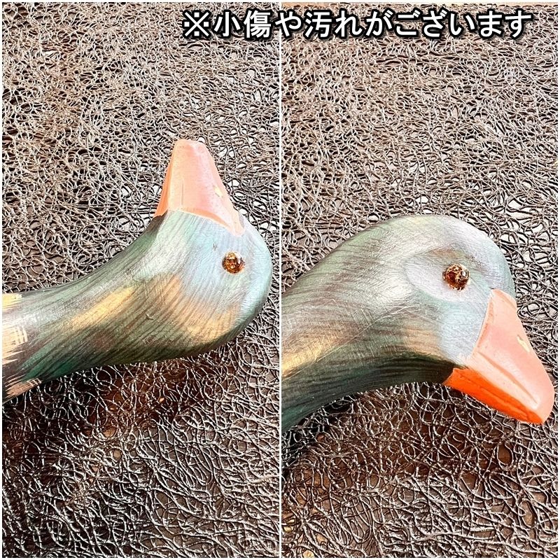 アンティーク 木製 カモ シューズブラシ 置物 鳥 鴨 ブラシ付き