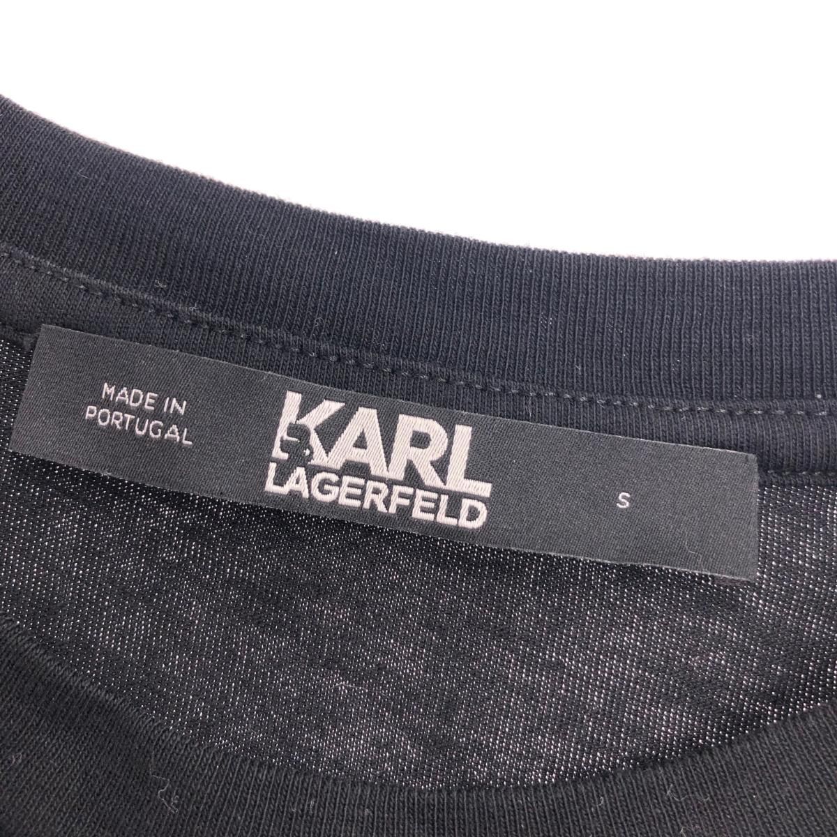 良好 KARL LAGERFELD カールラガーフェルド 半袖 カットソー サイズ:S  ブラック  メンズ 　241011008496