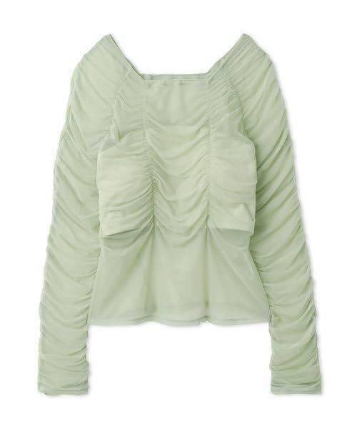 Size Free Size_Color MNT リリーブラウン シアーギャザーチュールトップス LWCT241092 レディース MNT