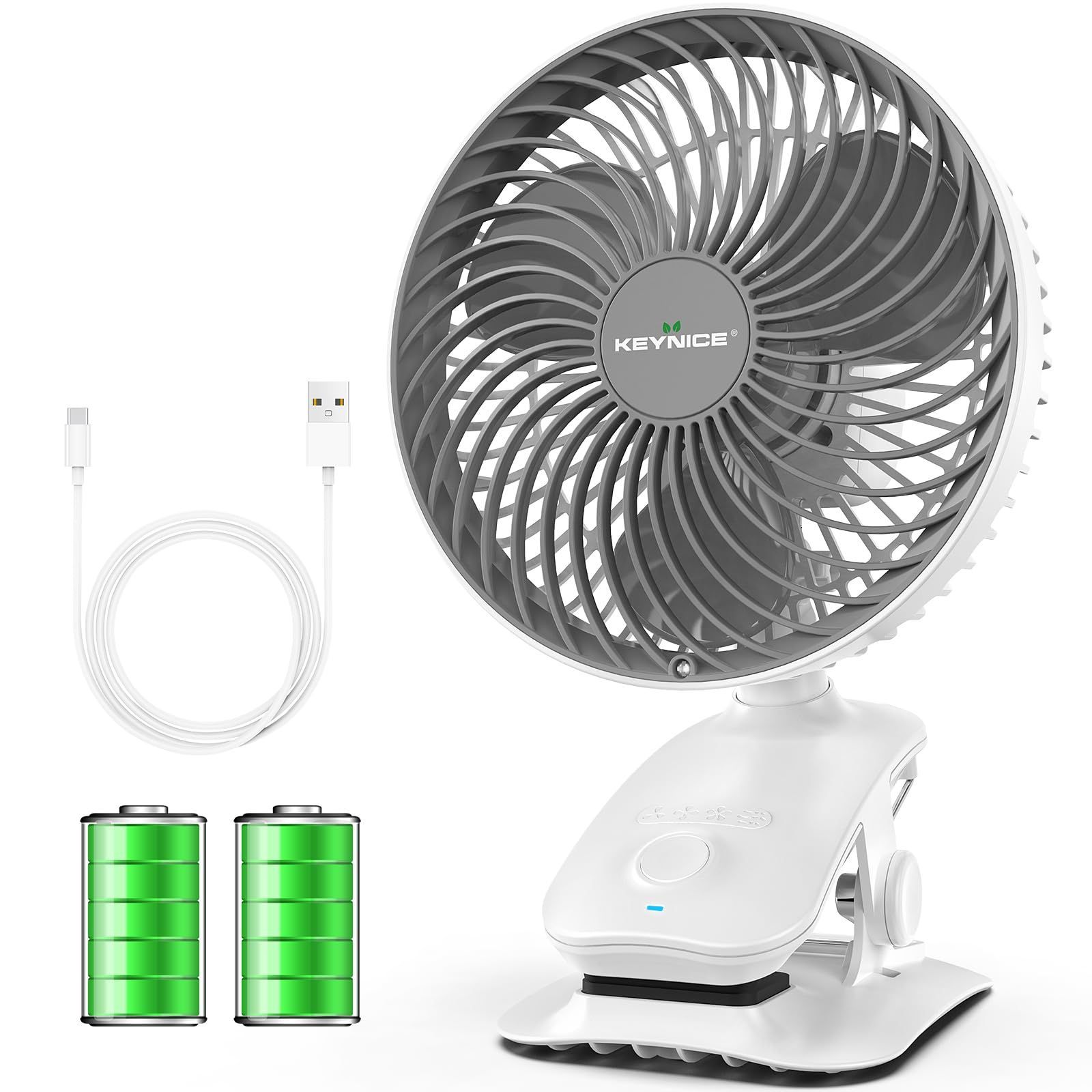 KEYNICE 卓上扇風機 扇風機 小型 クリップ 首振り usb 静音 車 dc 充電式 壁掛け 5000mAh大容量バッテリー ベッド キャンプ リズム風搭載 ミニ扇風機 風量4段階調節 超強風 オフィス 長時間連続使用
