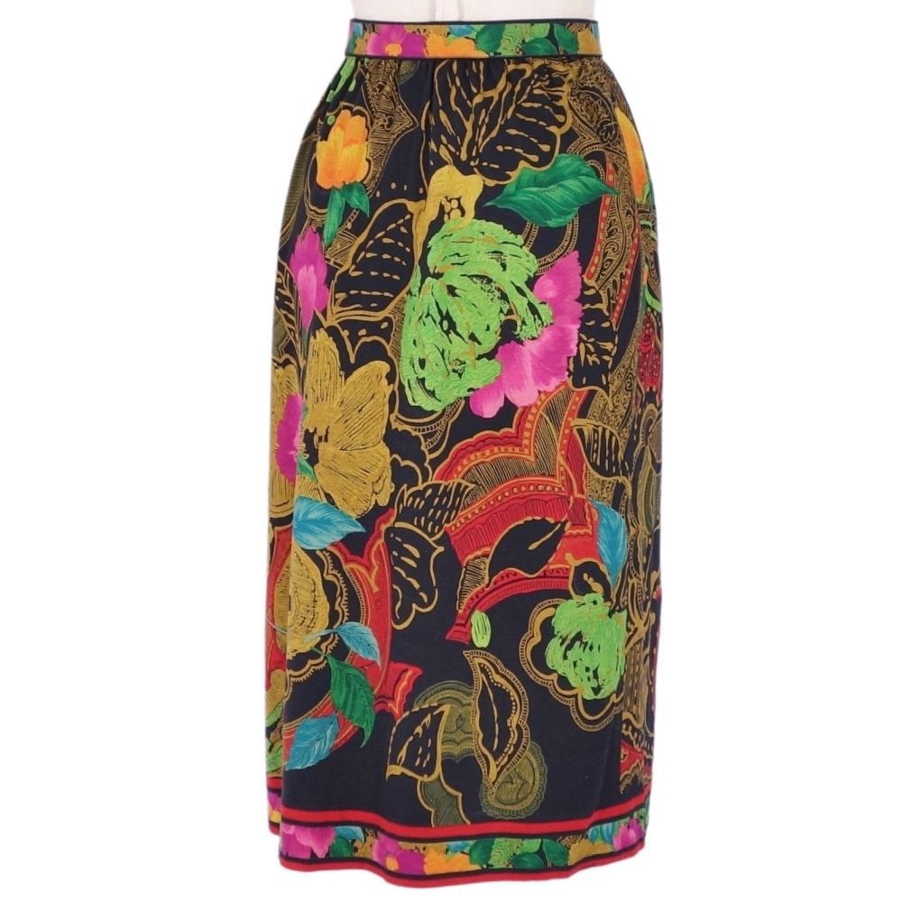 美品 レオナール LEONARD FASHION スカート コットン 花柄 ボトムス 