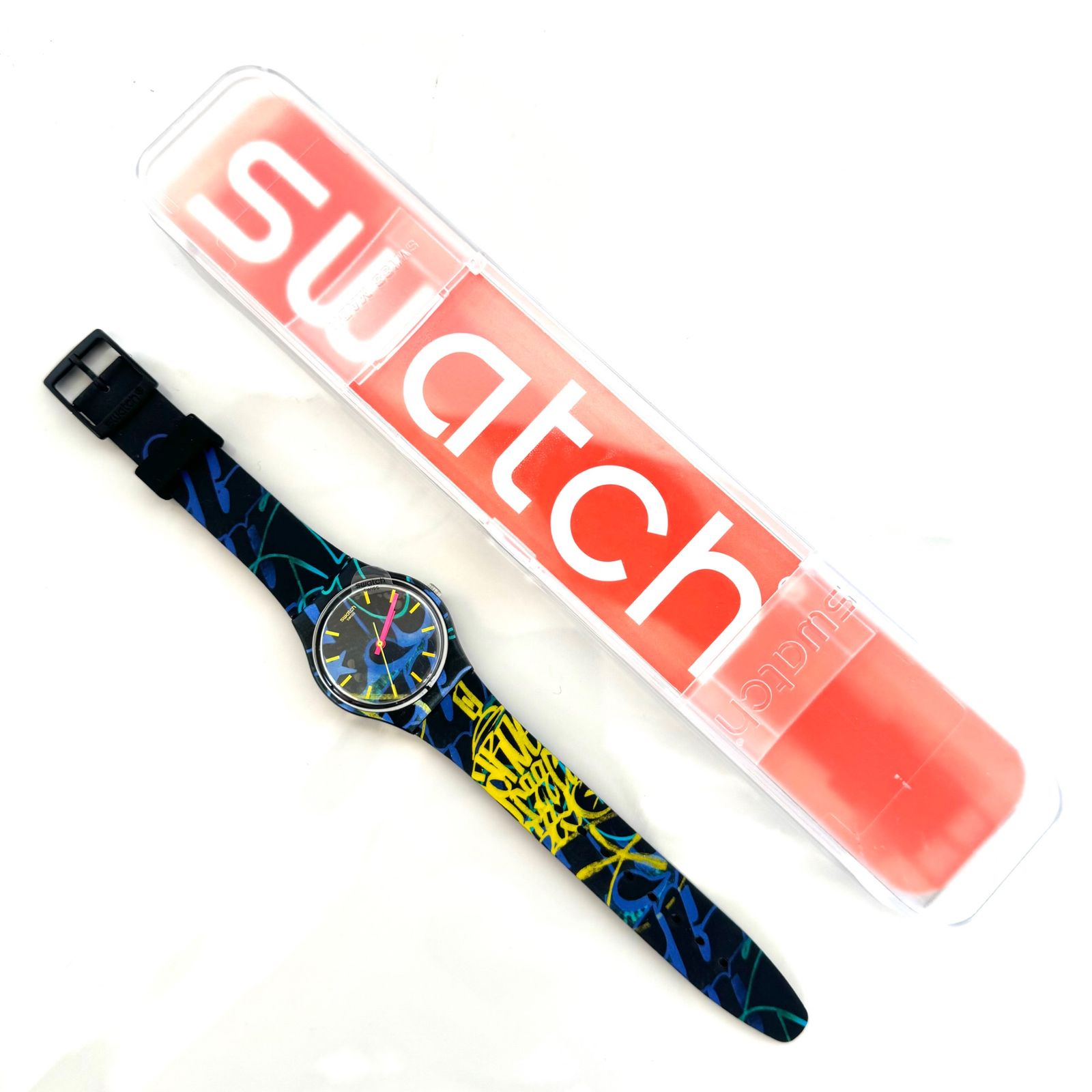 ほぼ未使用】スウォッチ SWATCH ナイトクラブ GB318 クォーツ 黒 