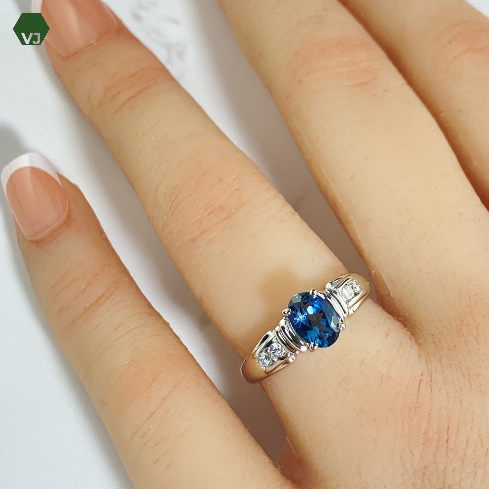 【17-48】ロンドンブルートパーズ　ダイヤ　リング0.9ctD0.12ct 17-48】ロンドンブルートパーズダイヤリング0.9ctD0.12ct