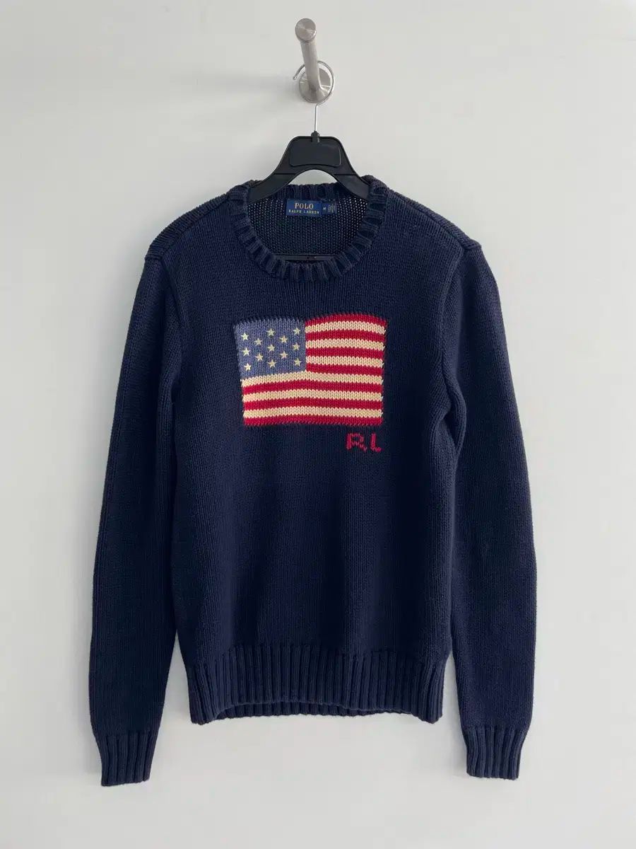 ポロ アメリカ国旗 ネイビーニット