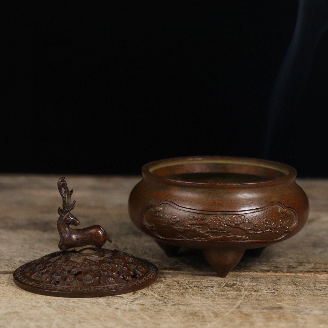 銅器 鹿 三足炉 香炉 茶道の 置物 銅器 鹿 三足炉 香炉 茶道の 置物 Yahoo!オークション -「鹿