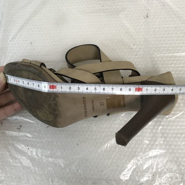 Burberry ハイヒールサンダル ベージュ SS24 バーバリー BURBERRY サンダル ロゴ ピンクベージュ レザー