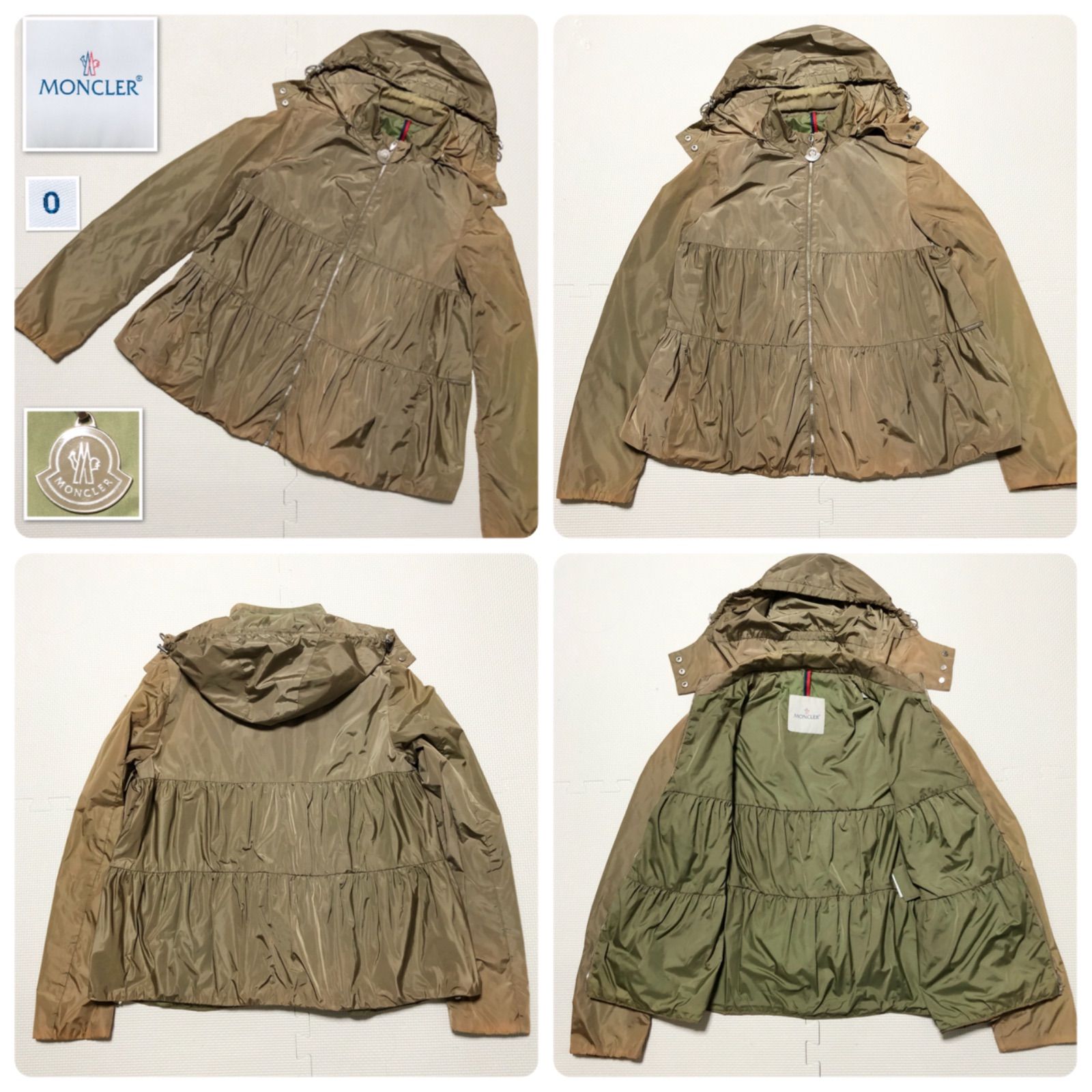 MONCLER モンクレール ナイロンジャケット マウンテンパーカー size0(S) モルドバ製 タマムシカーキ×裏地グリーン ナイロン100%(ポリウレタンコーティング)  フルジップ 裾ドローコード フードボタン着脱 タグあり レディース - メルカリ