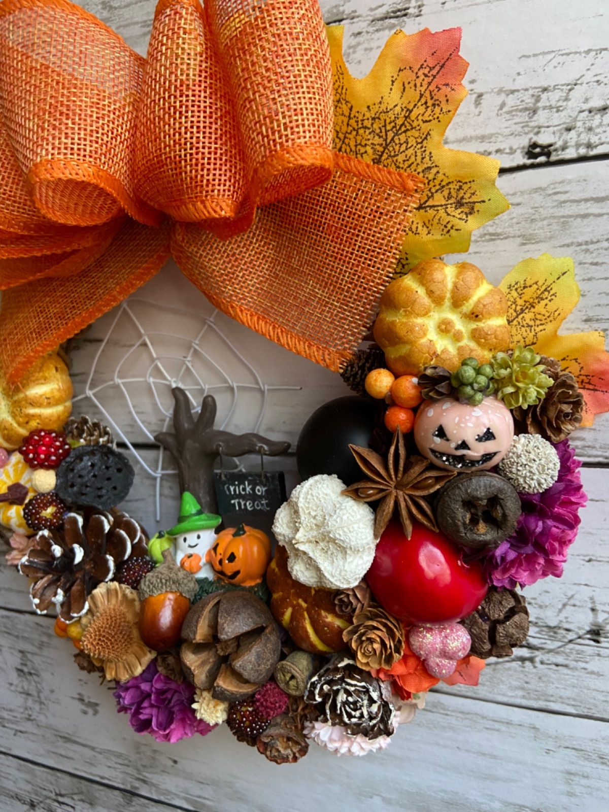 ハロウィンアレンジリース❣️H♡Y☆mama確認用❣️3つセット❣️ 2023年ハロウィンFLOWERリース□くるみボタンアレンジ