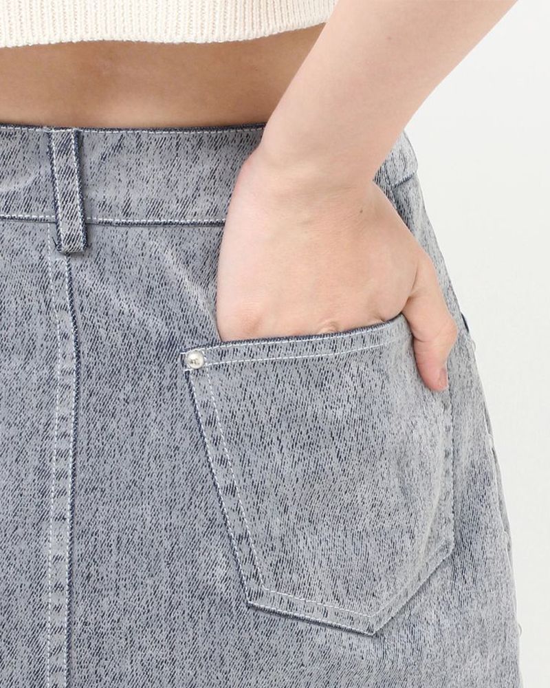 フロッキーデニムミニスカート
