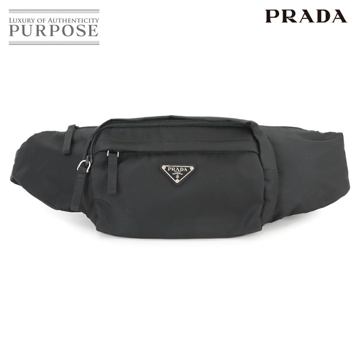 プラダ PRADA ウエスト ポーチ ボディ バッグ ナイロン ブラック シルバー 金具 2VL005 Body Bag 90279069