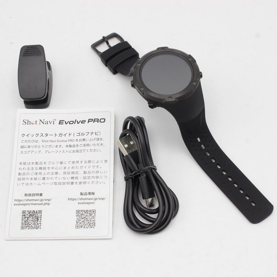 美品】ShotNavi Evolve PRO ブラック 腕時計型GPSゴルフナビ 美品】ShotNavi Evolve PRO ブラック 腕時計型GPSゴルフナビ