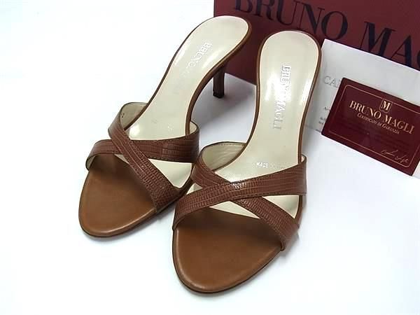 □極美品□ BRUNOMAGLI ブルーノマリ リザード型押しレザー ヒール