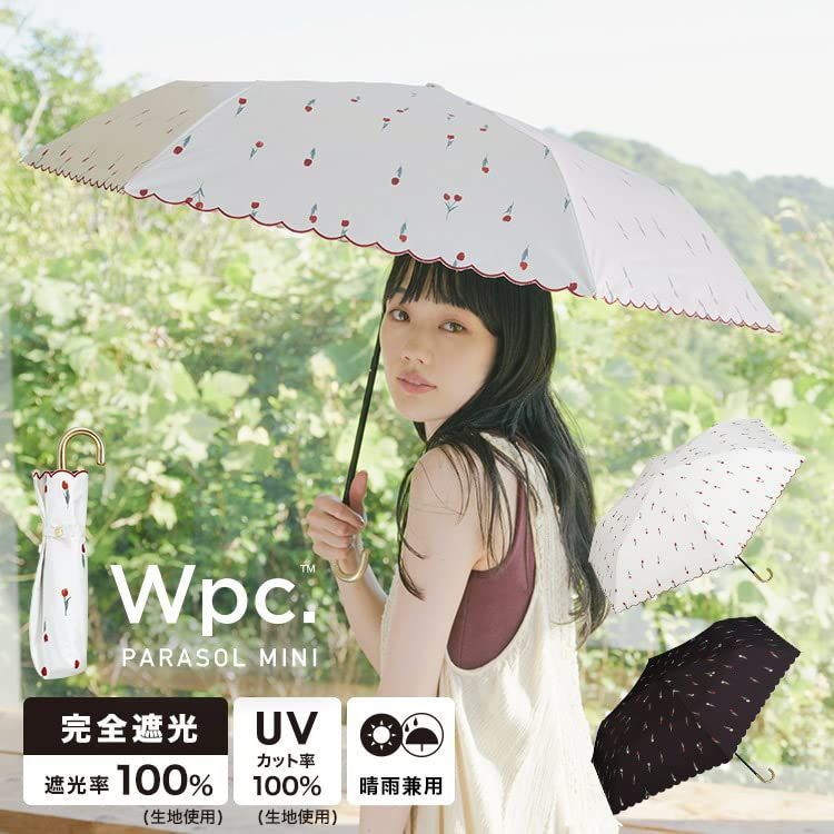 Wpc 日傘 フラワー プリント スカラップ 折りたたみ 傘