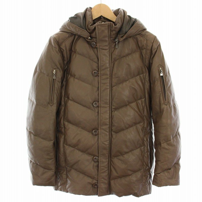 バルマン BALMAIN ダウンコート アウター フード ラムレザー M
