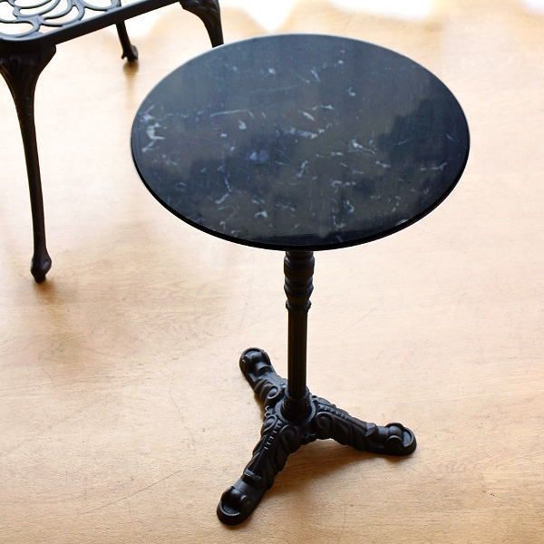 カフェテーブル 大理石 丸 1本脚 高さ60cm コンパクト コーヒー 