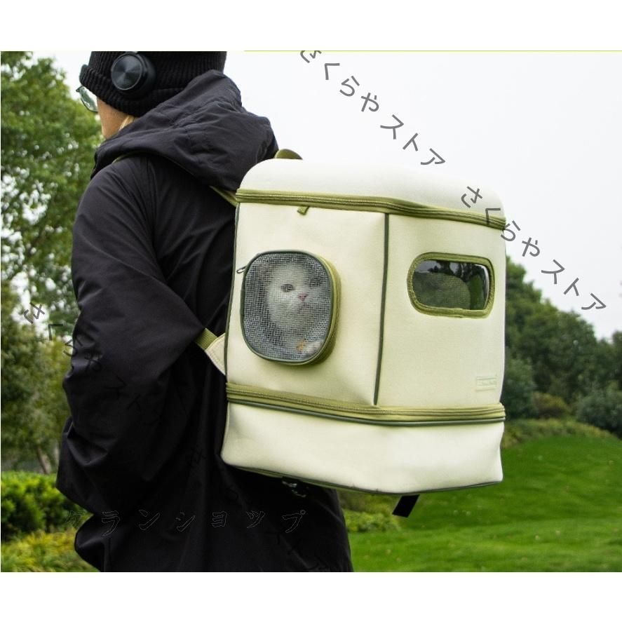 力強い ペットバッグ 猫バッグ レバーケース 大容量 キャンバス 折りたたみ 犬 猫 外出用 汎用 携帯 キャリーバッグ ペットキャリー