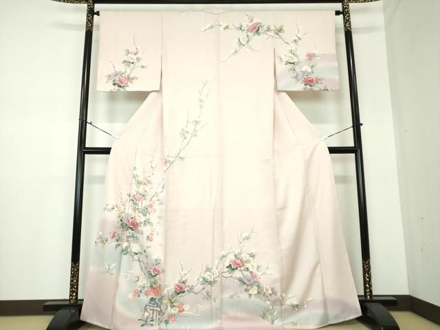 平和屋着物■訪問着　地紙御所解花文　暈し染め　金彩　逸品　未使用　BAAI2918hj 平和屋着物□訪問着 地紙花文 暈し染め 金彩 正絹 逸品