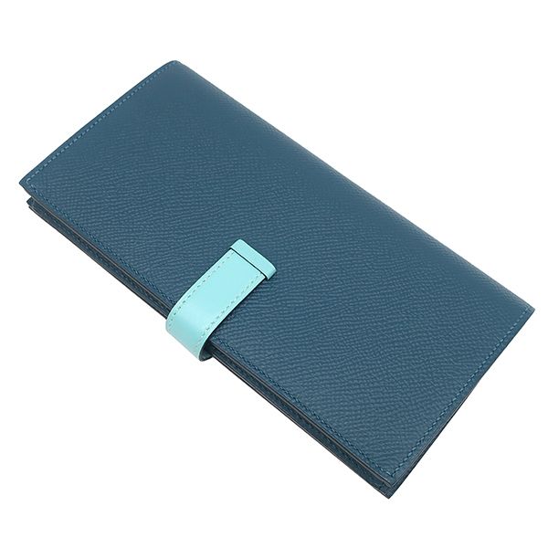 ✨新品同様✨HERMESベアンスフレ❤️二つ折り長財布♪ブルー HERMESベアンスフレ 二折長財布 ブラック×ブルーバイカラー ペンギン様