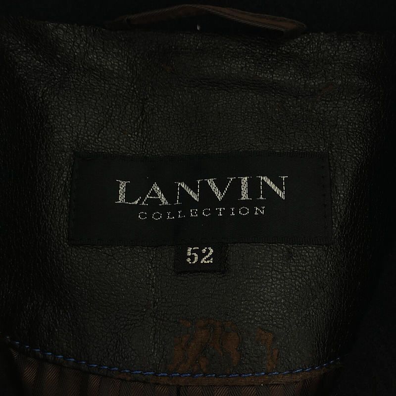 美品❣️ランバン /黒 /ステンカラーコート /48size /アンゴラ混 /上質 ショートステンカラーコート