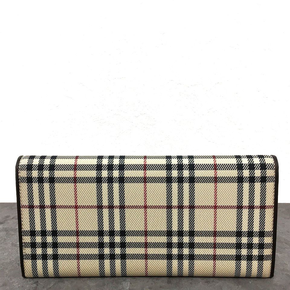 極美品　BURBERRY LONDON 長財布　ノバチェック　ブラウン　レザー 極美品】バーバリー 長財布 ノバチェック内装 本革 ブラウン