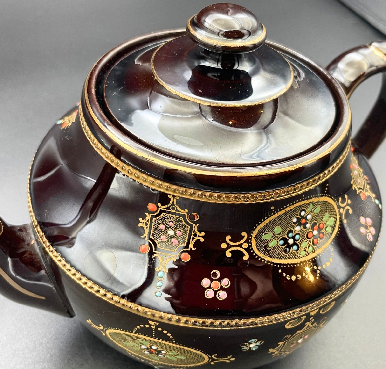 最高峰 Gibson&sons 英国 1900年初期 漆黒花金紋カップ＆ソーサー 希少】Gibson & Sons（ギブソン） ティーポット アンティーク
