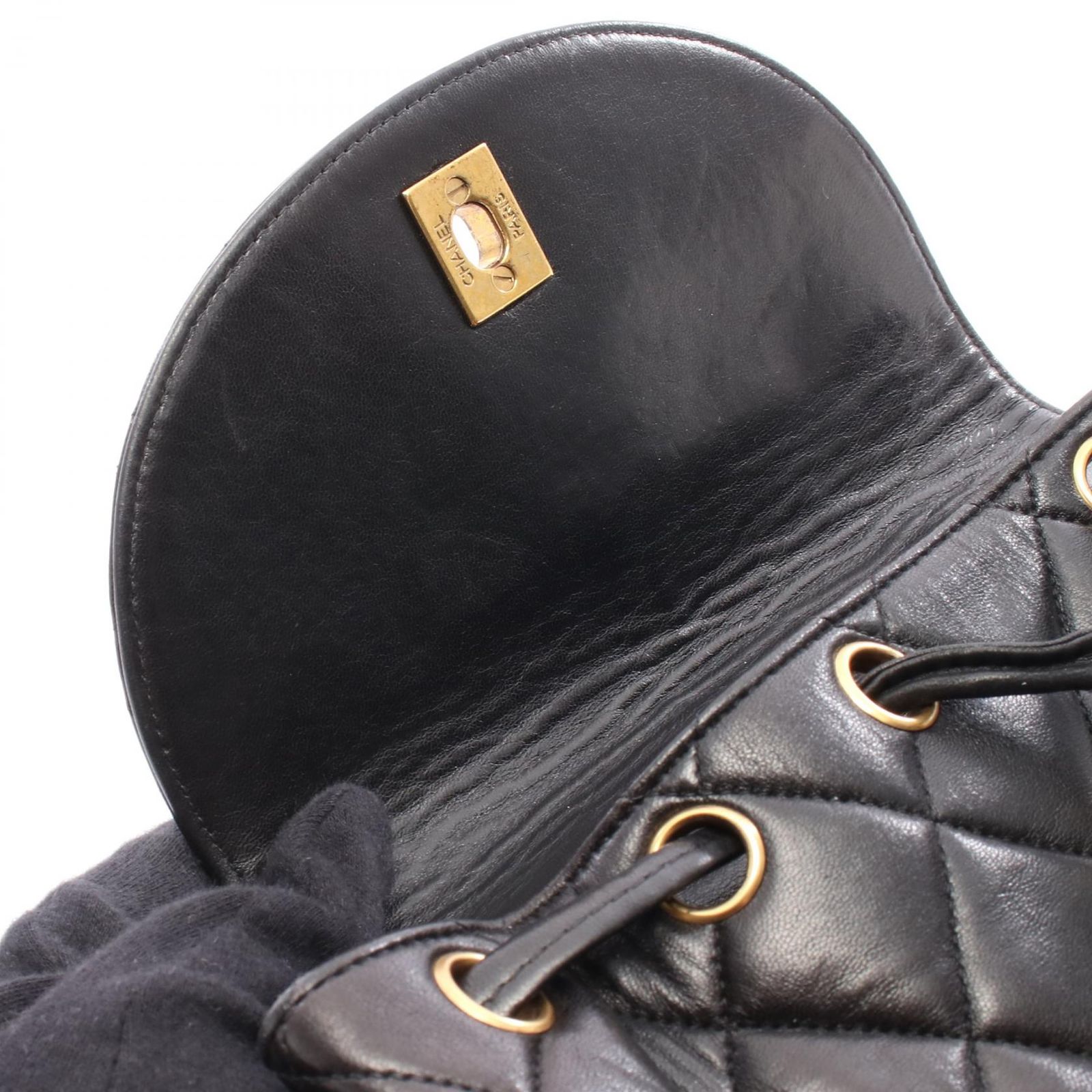 【良品】シャネルCHANEL マトラッセ黒 チェーンリュックサック ターンロック マトラッセ シャネル リュックサック バックパック キャビア