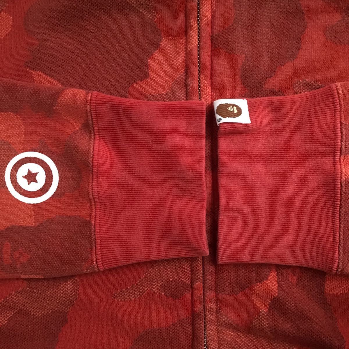 A BATHING APE ジャガードカモ シャークパーカー 赤ABCカモ