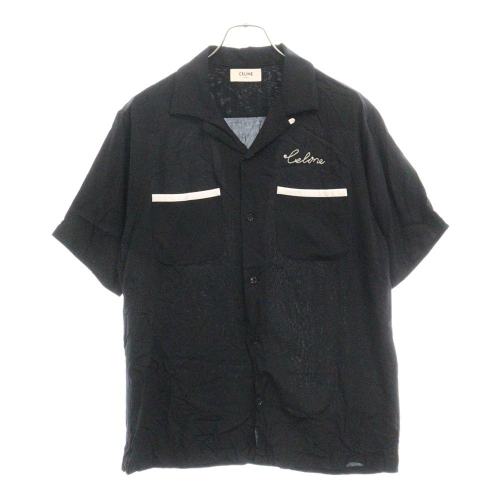 CELINE (セリーヌ) 21SS LOOSE BOWLING SHIRT ルーズ ボーリング フロント刺繍 半袖シャツ ブラック 852C  2C516 38NO - メルカリ