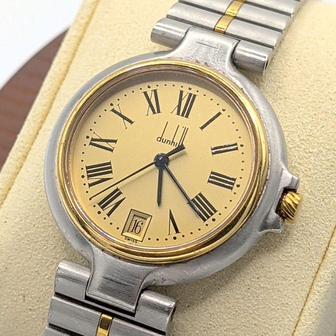 Dunhill Watch Quartz Men's Round Silver Gold dial Not Working