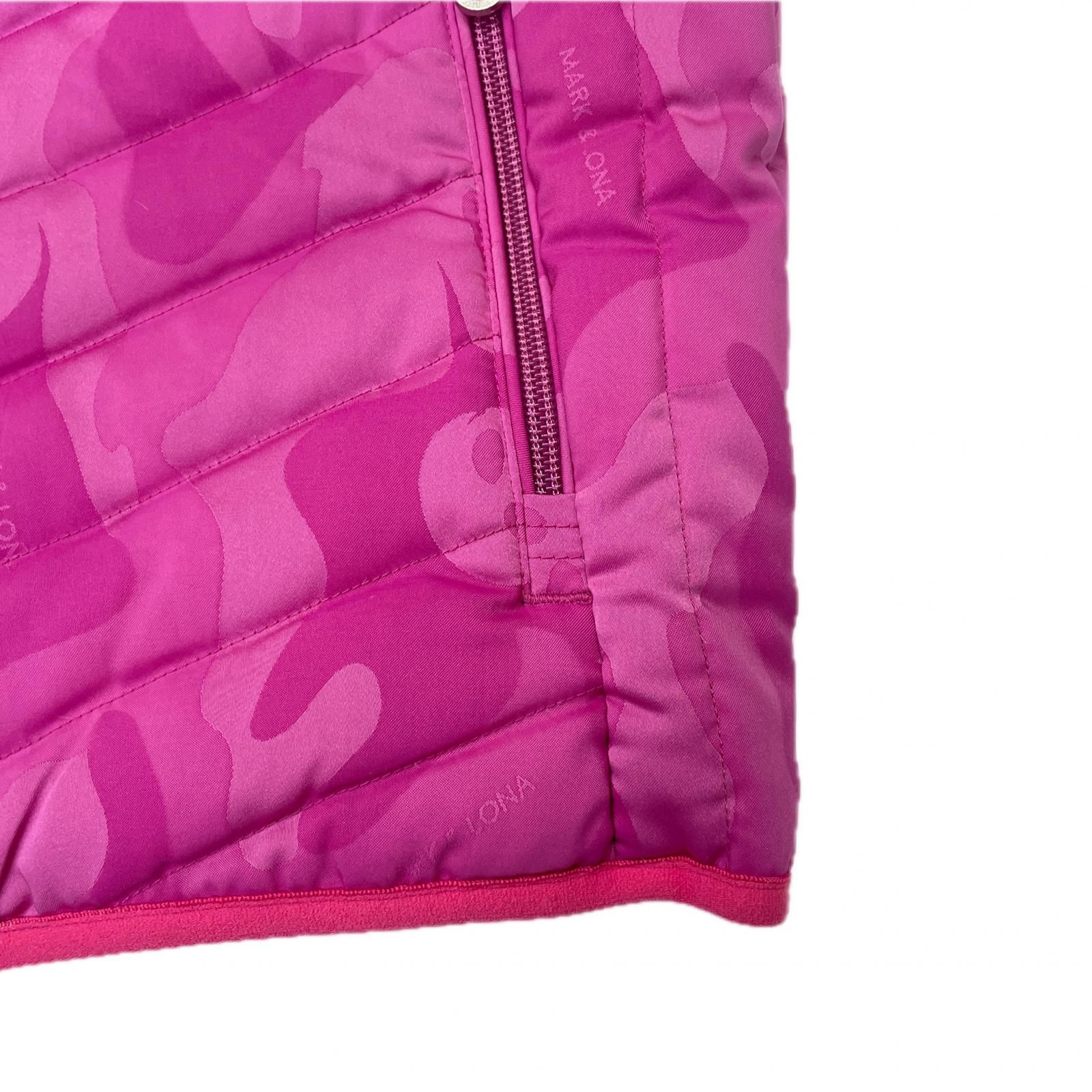 レディース マークアンドロナ MARK-LONA ダウンベスト 38 M ピンク 総柄 ポケッタブル フルジップ LLC-HASEGAWATOSO_COM