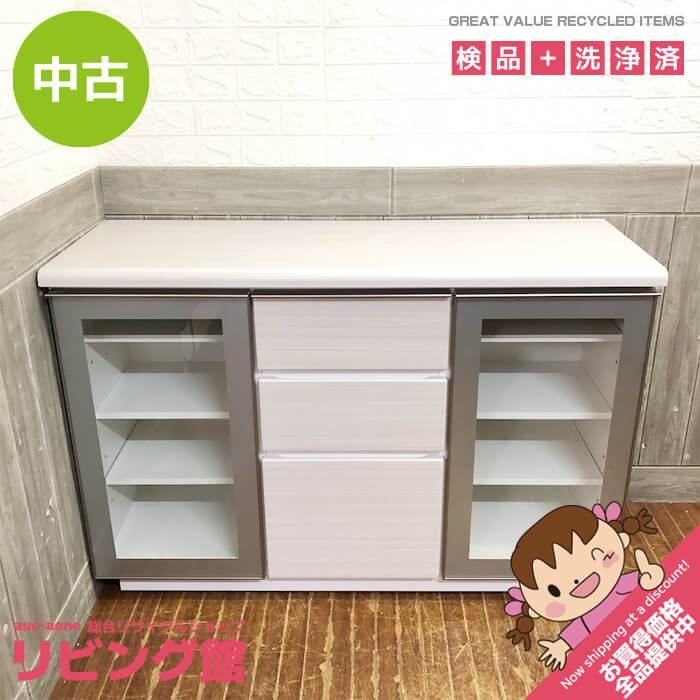 ss7442 サイドボード ホワイト 幅120cm 扉収納 鏡面仕上げ 木目調