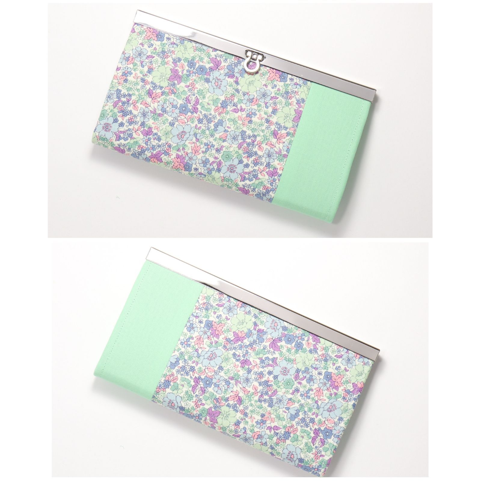 for】整頓しやすいデザイン。直線口金の長財布 FORGET ME NOT 花柄 受注