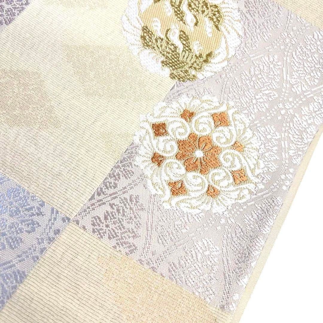 袋帯 ストア 変わり市松模様 華紋 鳳凰紋 立涌 花菱 金糸 着物 084a p