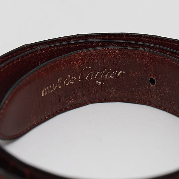 良品 カルティエ サントス ゴールド×シルバー クロコ ボルドー メンズ