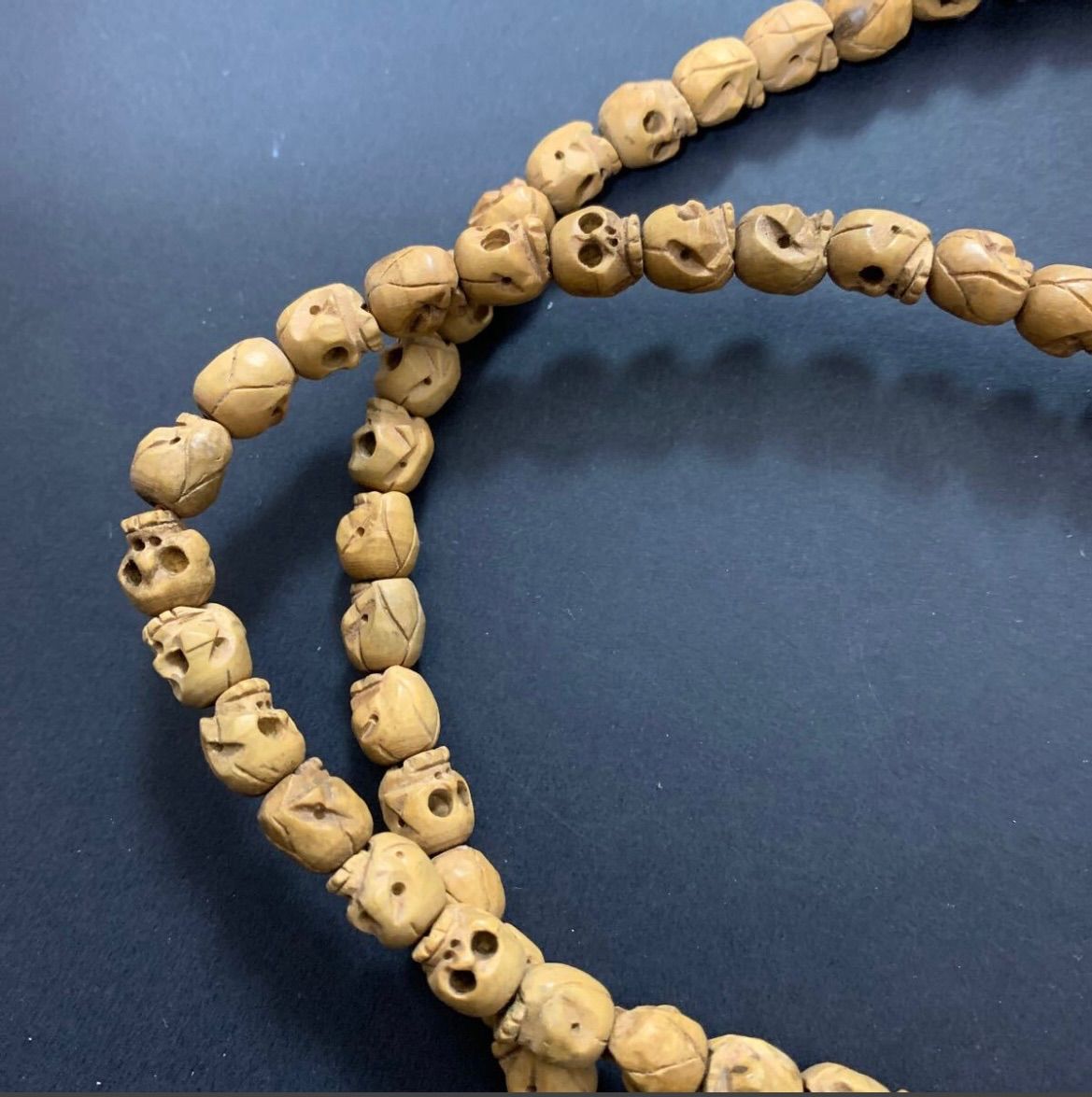 仏教美術　玉石獣骨彫刻　骸骨　数珠　念珠　G　R6151 仏教美術 玉石獣骨彫刻 骸骨 数珠 念珠 G R6151