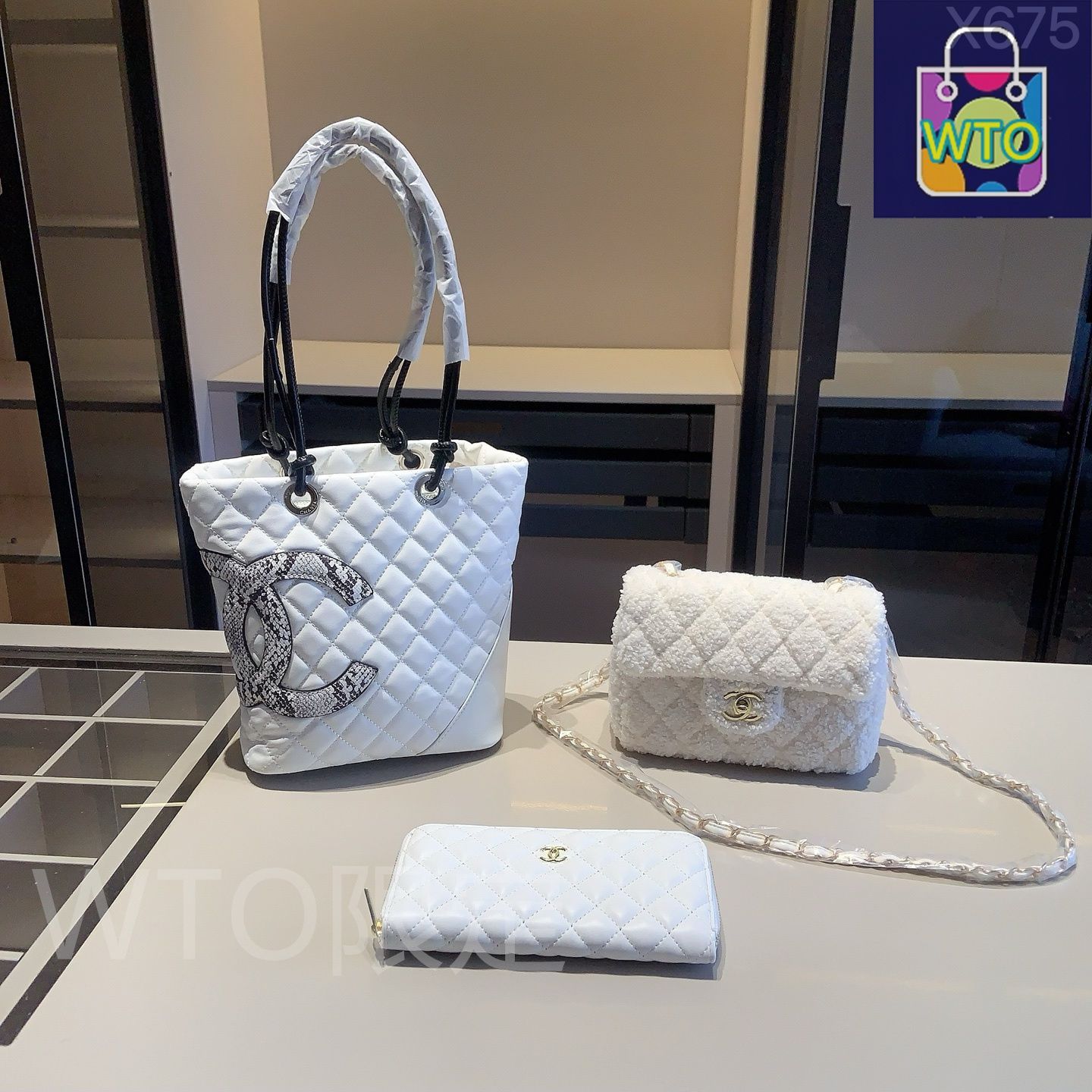 今日特価】Chanel X675 3点セット, トートバッグ＆スクエア