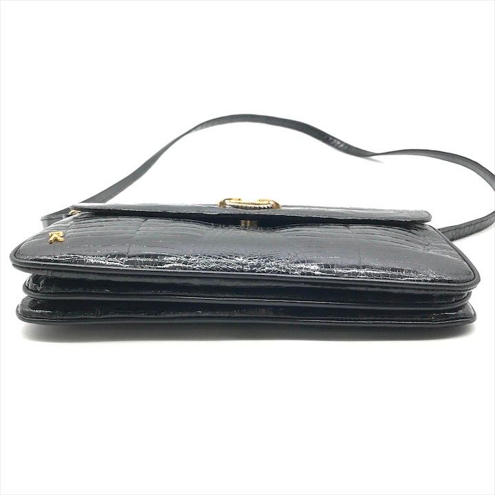 美品 MARIO CARUSO 本クロコダイル レザー クラッチ 2WAY ショルダー バッグ ブラック センター割り m12939 美品 MARIO CARUSO 本クロコダイル レザー クラッチ 2WAY ショルダー
