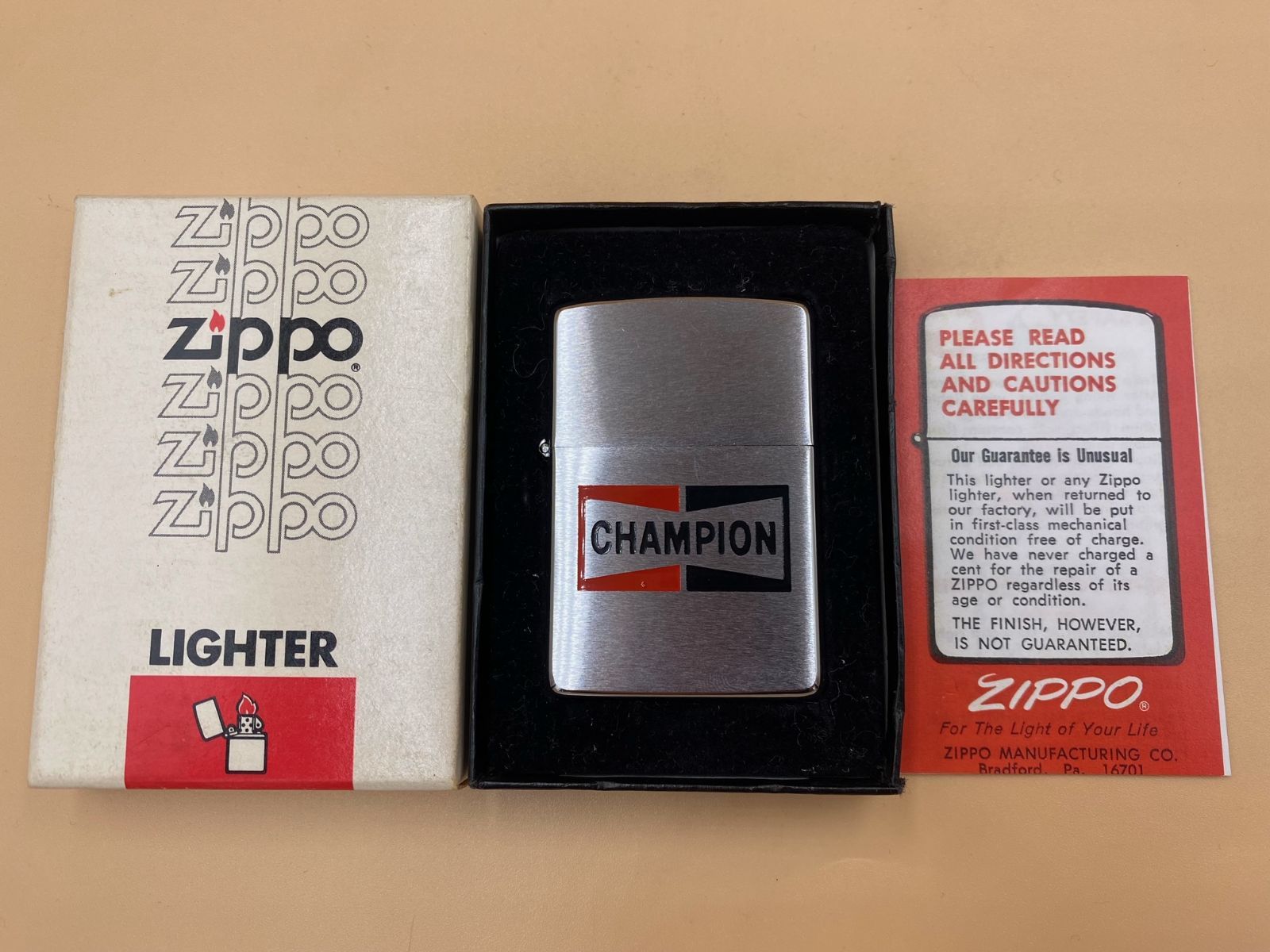 ジッポー Zippo ライター 未使用デッドストック 1978年 企業もの CHAMPION オリジナルボックス 箱 インストラクション - メルカリ