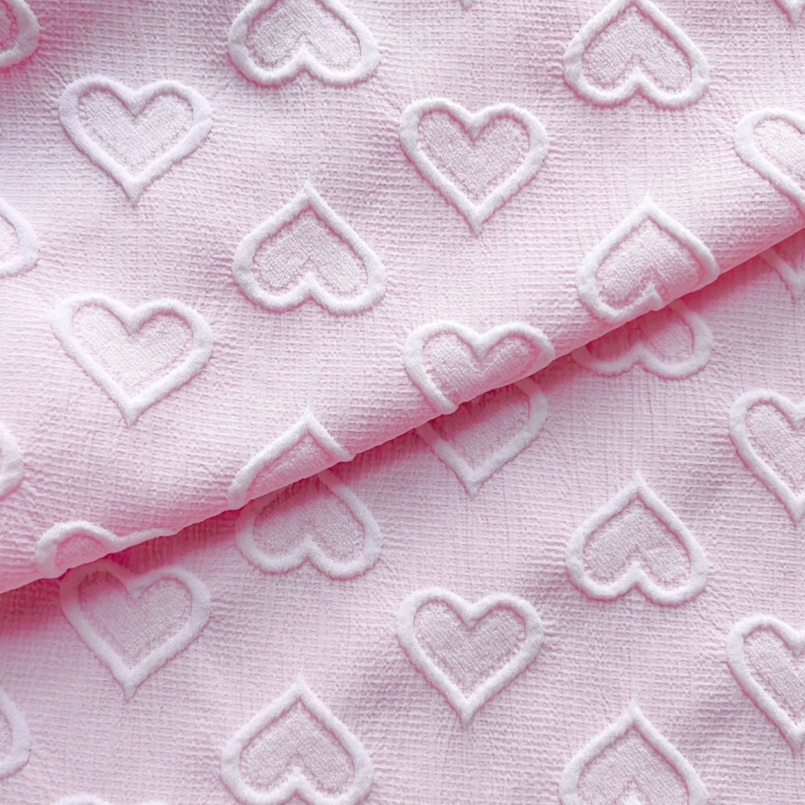 ジャガード生地【Heart】ピンク