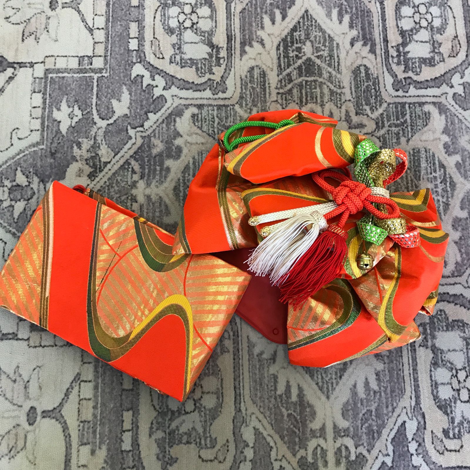 七五三 7歳女の子 着物 四つ身 ピンク 長襦袢 作り帯セット 帯揚げ