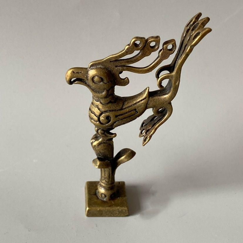 銅 細工 三星堆太陽神鳥 茶寵 銅製品 現代工芸品 美術品 置物
